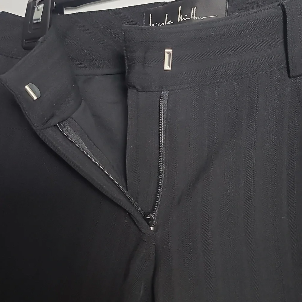 NICOLE MILLER Collection Wool Embroidered Pants in Black Size Small
